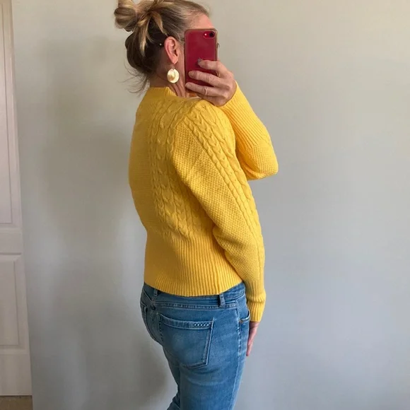 Bright Yellow Ribbed Long Sleeve Sweater - Picture 8 of 11